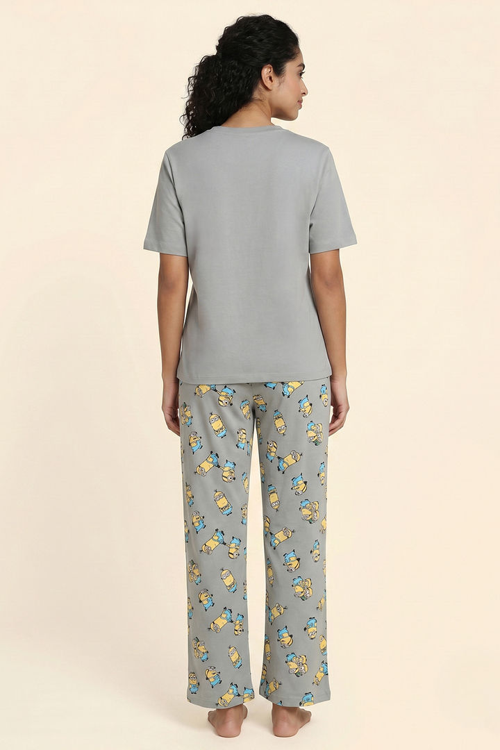 Zivame Minions Knit Cotton Loungewear Set - Ultimate Grey — image 3